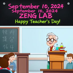 A Teacher's Day themed electronic photo album cover featuring a scene in a classroom or lecture hall