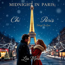 A romantic Christmas-themed book cover set in Paris