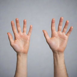 Hands visualizing the two-factor theory, one hand open representing satisfaction and another hand closed symbolizing dissatisfaction.