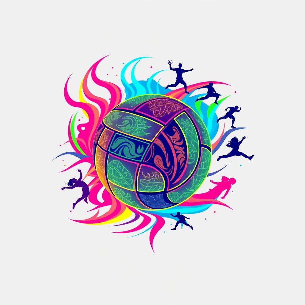 A dynamic and vibrant design for a volleyball T-shirt