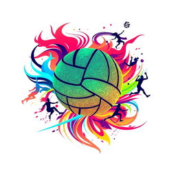 A dynamic and vibrant design for a volleyball T-shirt