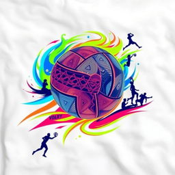 A dynamic and vibrant design for a volleyball T-shirt