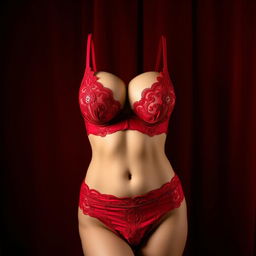 A stunning red bra and panties set placed elegantly against a luxurious velvet background