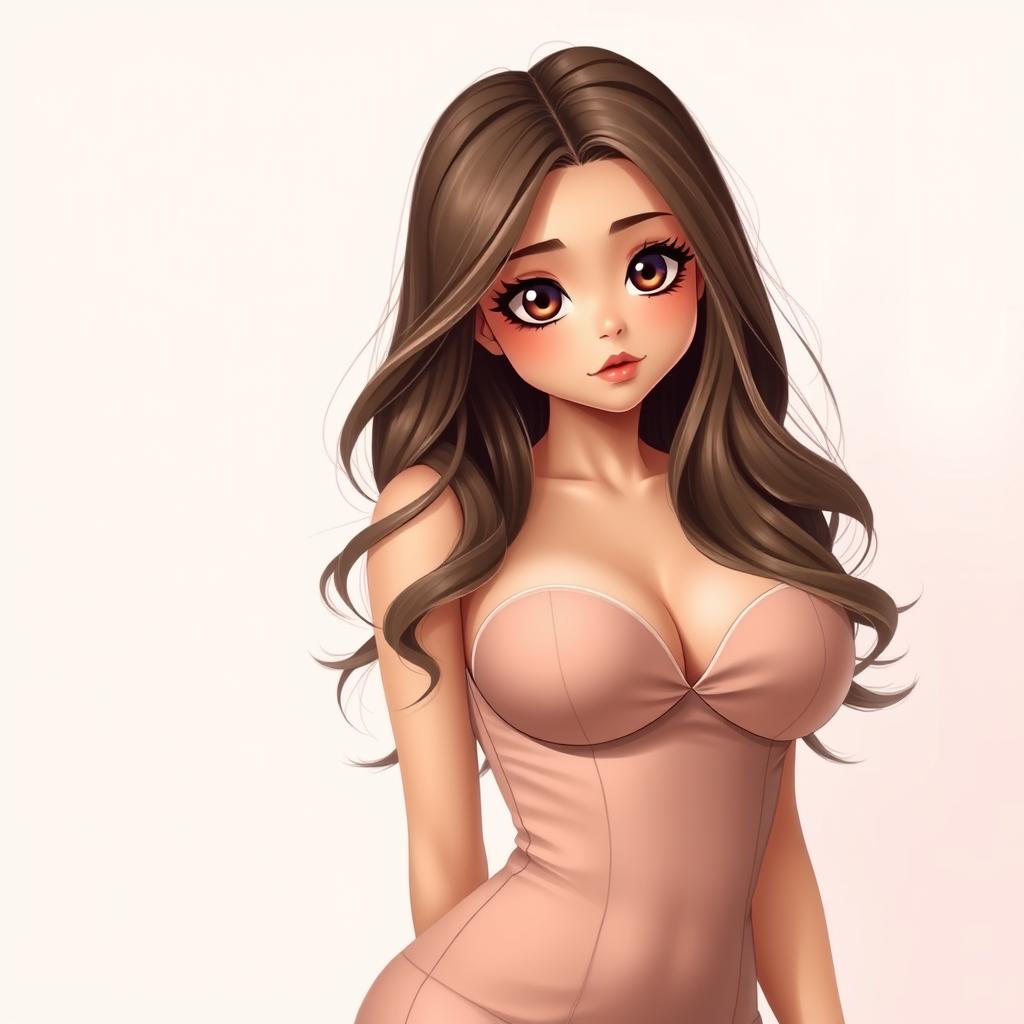 A sexy and cute girl with an expression of being slightly flustered, emphasizing her confidence and charm