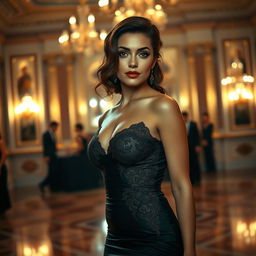 A glamorous and elegant portrayal of a confident woman exuding beauty and allure