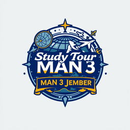 A captivating and elegant logo design for the MAN 3 Jember study tour t-shirt