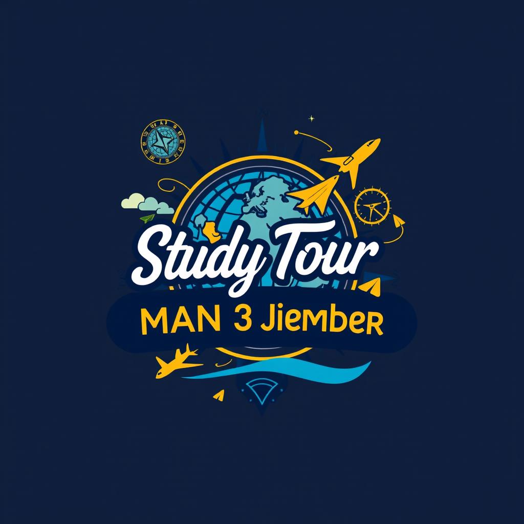 A captivating and elegant logo design for the MAN 3 Jember study tour t-shirt