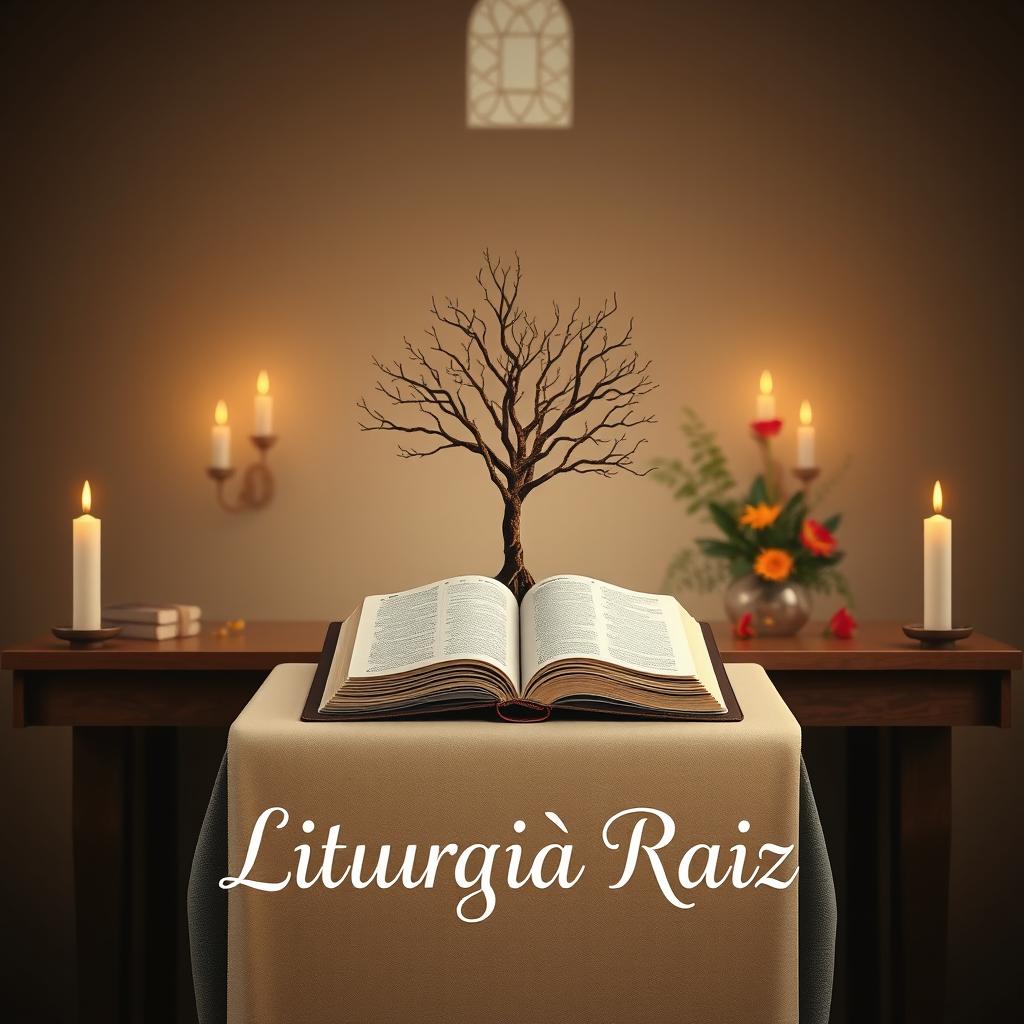 Design a captivating and minimalistic book cover for "Liturgia Raiz"