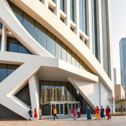 An architectural photograph capturing the IHS School in Dubai