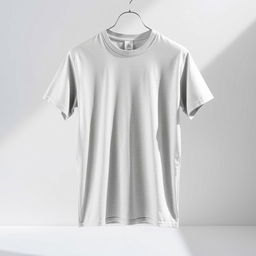 A casual unisex t-shirt displayed against a minimalist background, with a clean and modern design