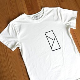 A classic white t-shirt, perfectly ironed, displayed on a wooden surface