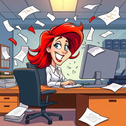 A cartoon-style depiction of an office executive's desk