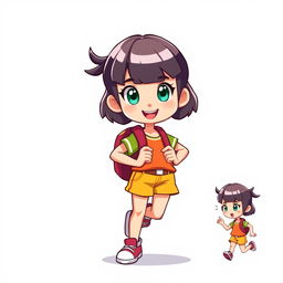 A sprite of a young girl designed for a 2D platform video game