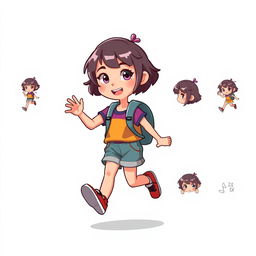 A sprite of a young girl designed for a 2D platform video game