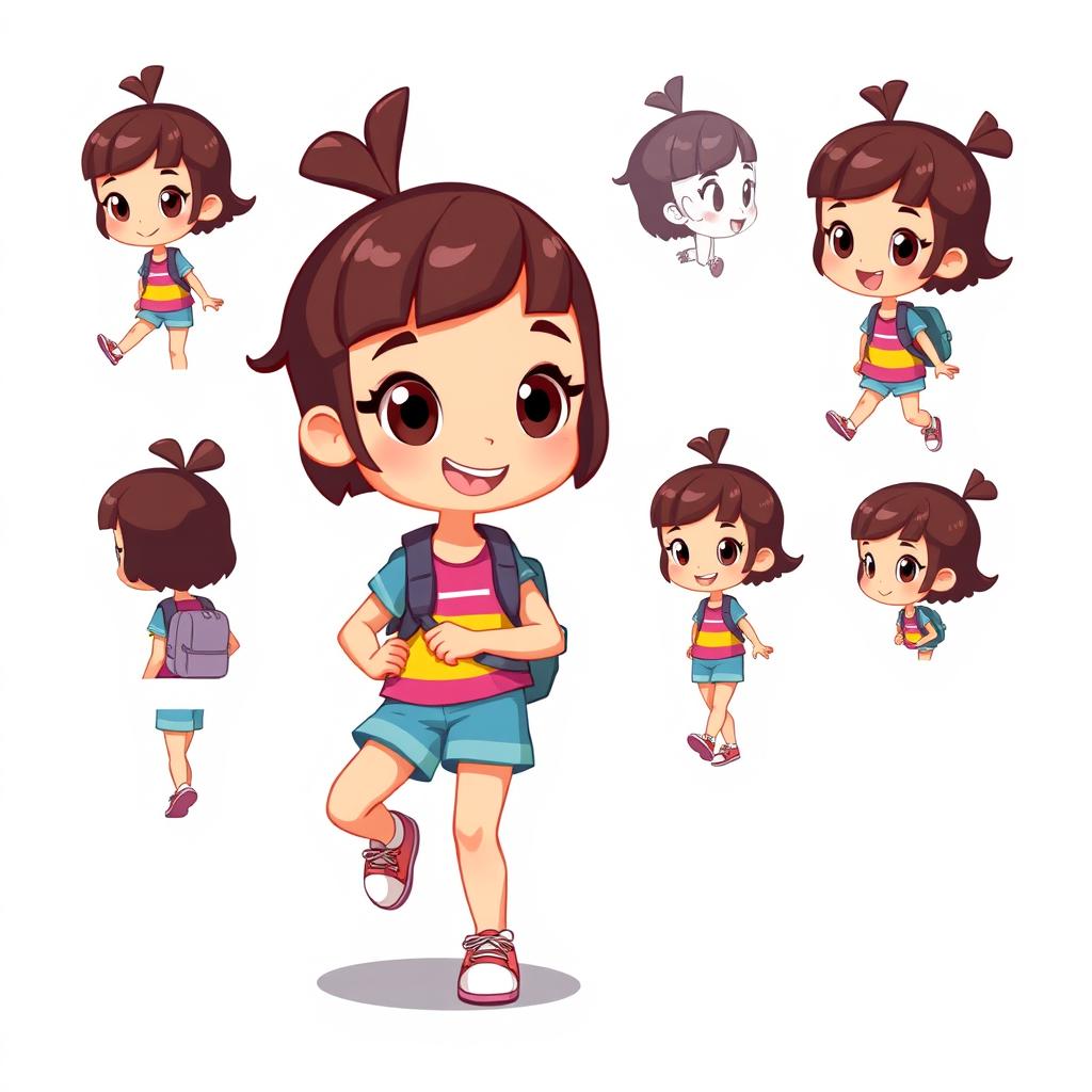 A sprite of a young girl designed for a 2D platform video game