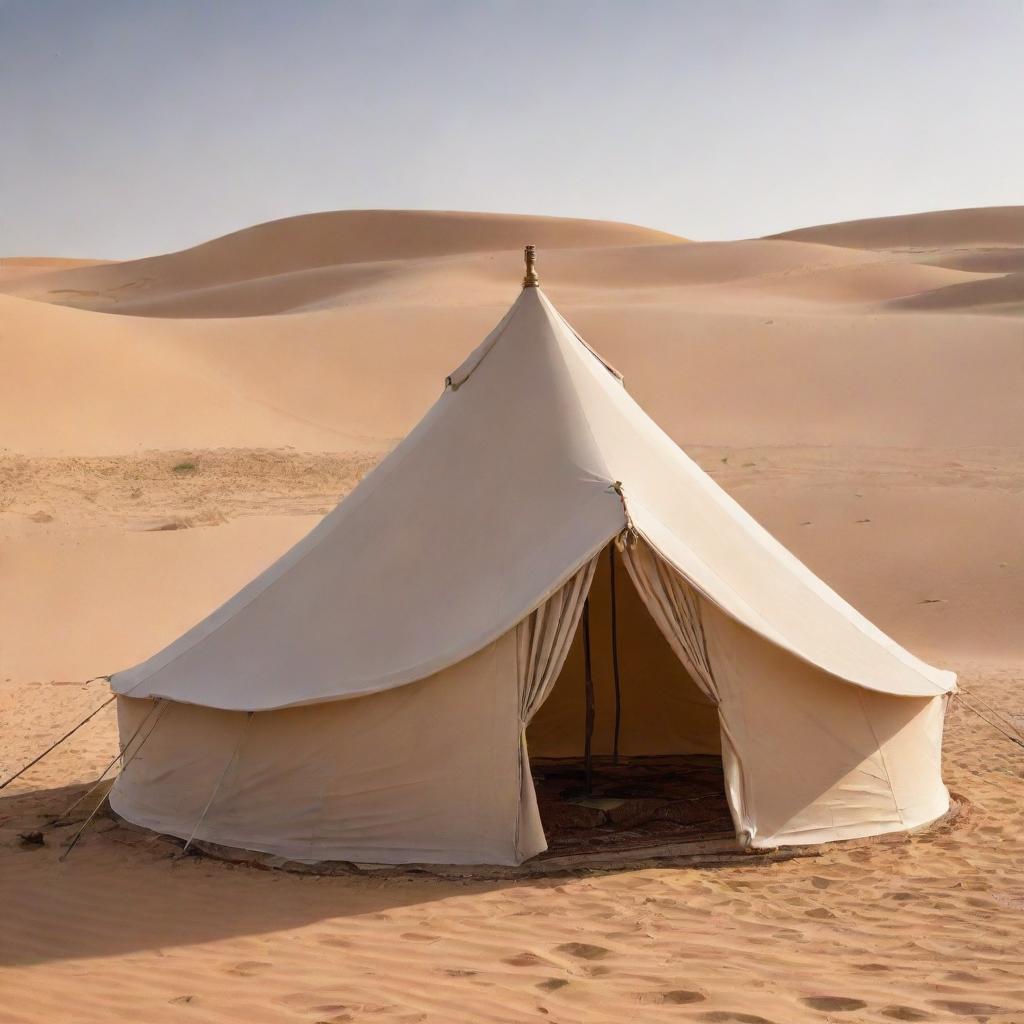 A grand design celebrating the founding day of KSA, the Kingdom of Saudi Arabia, with a traditional bedouin tent as the central symbol of heritage and culture.