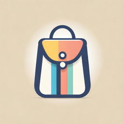 Design a logo featuring a stylish bag with multiple smaller bag motifs around it, set against a vibrantly multicolored background