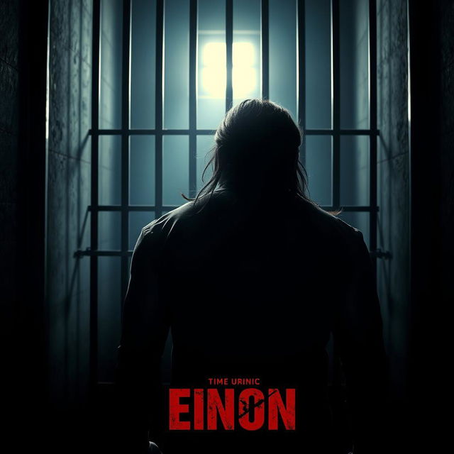 A powerful movie poster depicting a young adult Indian gangster with long hair, shown from the back while inside a dimly lit prison cell