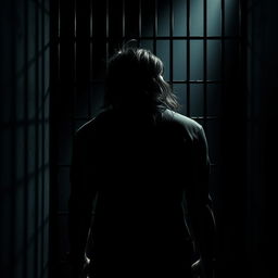 A powerful movie poster depicting a young adult Indian gangster with long hair, viewed from the back inside a dimly lit prison cell