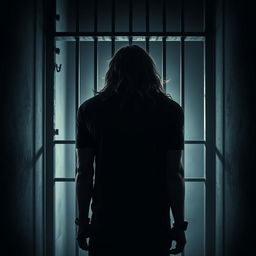 A powerful movie poster depicting a young adult Indian gangster with long hair, viewed from the back inside a dimly lit prison cell