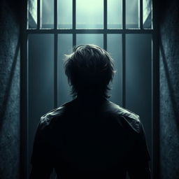 A powerful movie poster depicting a young adult Indian gangster with long hair, viewed from the back inside a dimly lit prison cell