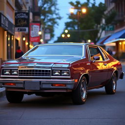 A classic 1985 Chevrolet Nova, showcasing its vintage design with attention to detail