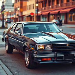 A classic 1980 black Chevrolet Nova, featuring its distinct vintage design with meticulous detail