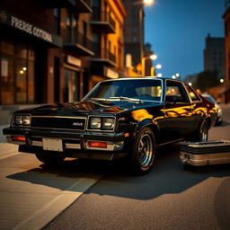 A classic 1980 black Chevrolet Nova, featuring its distinct vintage design with meticulous detail