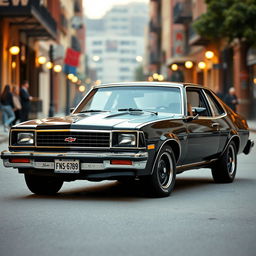 A classic 1980 black Chevrolet Nova, featuring its distinct vintage design with meticulous detail