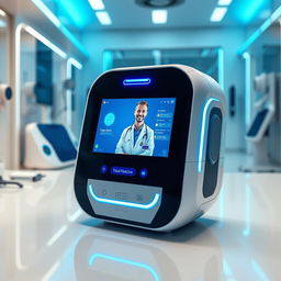 A futuristic and sleek telemedicine device, seamlessly blending technology and healthcare