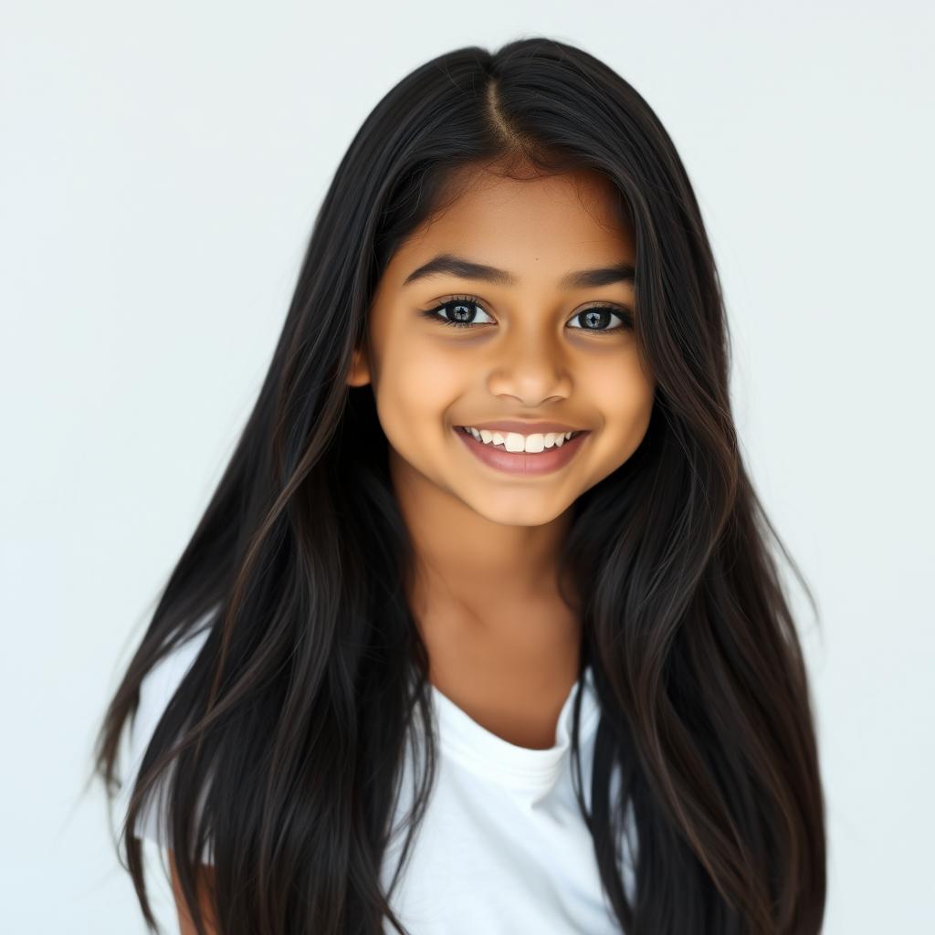 A beautiful young Indian girl with a radiant smile poses as a model