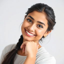 A beautiful Indian girl with a captivating smile poses as a model