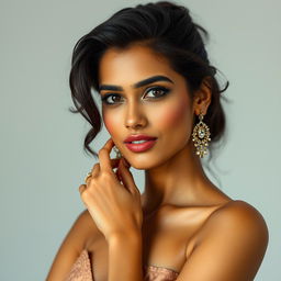 A stunning Indian model with an alluring presence, exuding grace and confidence