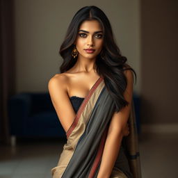 A stunning Indian model with an alluring presence, exuding grace and confidence