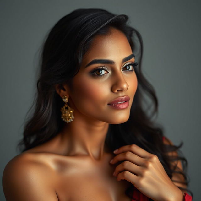 A stunning Indian model with an alluring presence, exuding grace and confidence