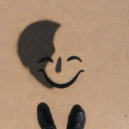 Person joyfully casting a smile, contrasting with their shadow on the ground depicting a crying or sad facial expression, a metaphor for the complexity of emotions beneath surface appearances