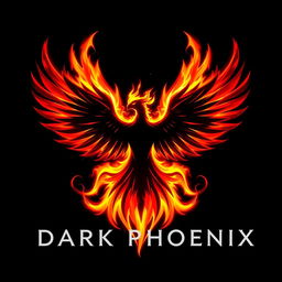 A powerful and imposing Dark Phoenix logo, emanating fiery energy and cosmic strength