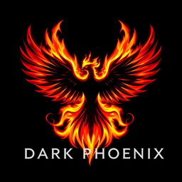 A powerful and imposing Dark Phoenix logo, emanating fiery energy and cosmic strength