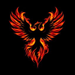 A powerful and imposing Dark Phoenix logo, emanating fiery energy and cosmic strength