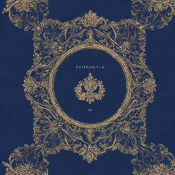 A sophisticated yearbook cover featuring royal blue as the base color with intricate gold accents and detailed designs