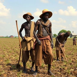 A historically accurate depiction of black slaves working in the plantations during the 18th century