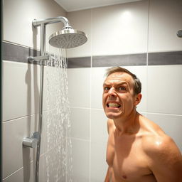 A person standing in the bathroom, opening a shower with low water pressure