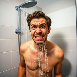 A person standing in the bathroom, opening a shower with low water pressure