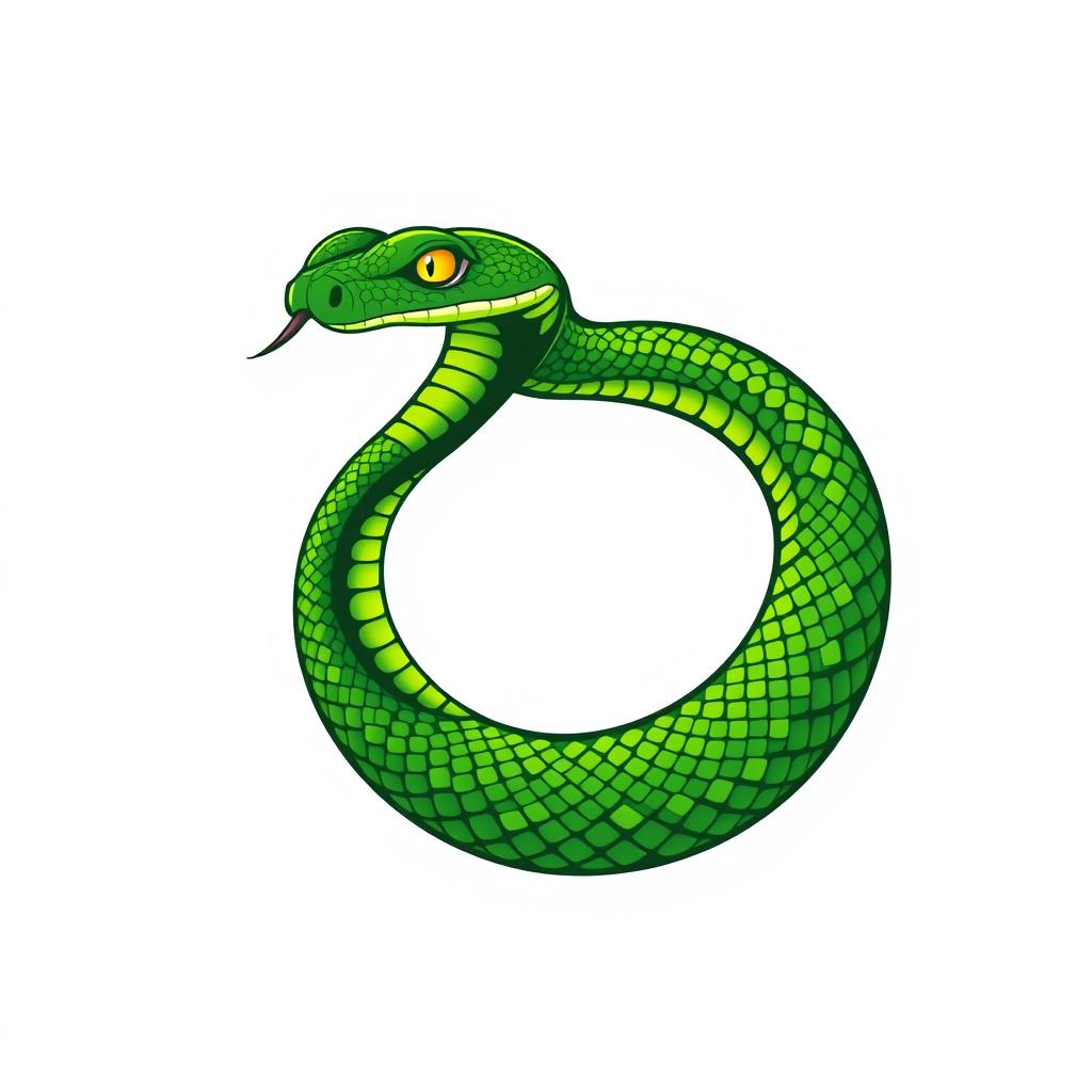 A logo featuring a green viper snake elegantly coiled to form the shape of a tennis ball