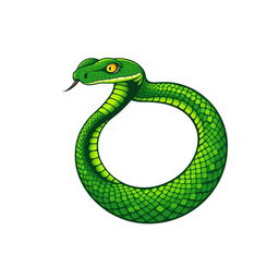 A logo featuring a green viper snake elegantly coiled to form the shape of a tennis ball