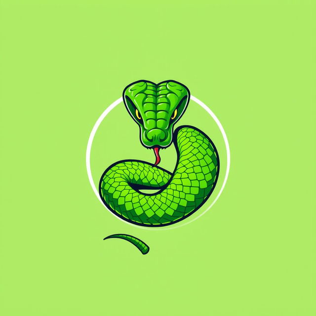 A logo featuring a green viper snake elegantly coiled to form the shape of a tennis ball