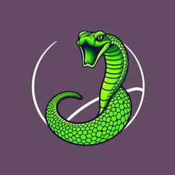 A logo featuring a green viper snake elegantly coiled to form the shape of a tennis ball