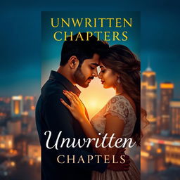 Book cover design for 'Unwritten Chapters' showcasing a tender embrace between Gaurav and Aanshi