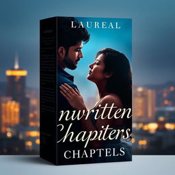 Book cover design for 'Unwritten Chapters' showcasing a tender embrace between Gaurav and Aanshi