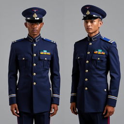 Men's ceremonial uniform for Pandu scouts, featuring a long-sleeved design in navy blue color